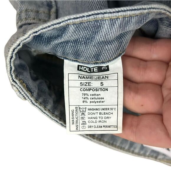 HDLTE Women Wide Leg Jeans High Waist Baggy Asymmetrical Waist Jeans Size Small - Picture 9 of 14
